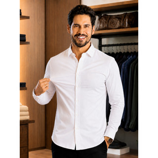 Camisa Social Masculina Slim Elastano Premium Lycra -