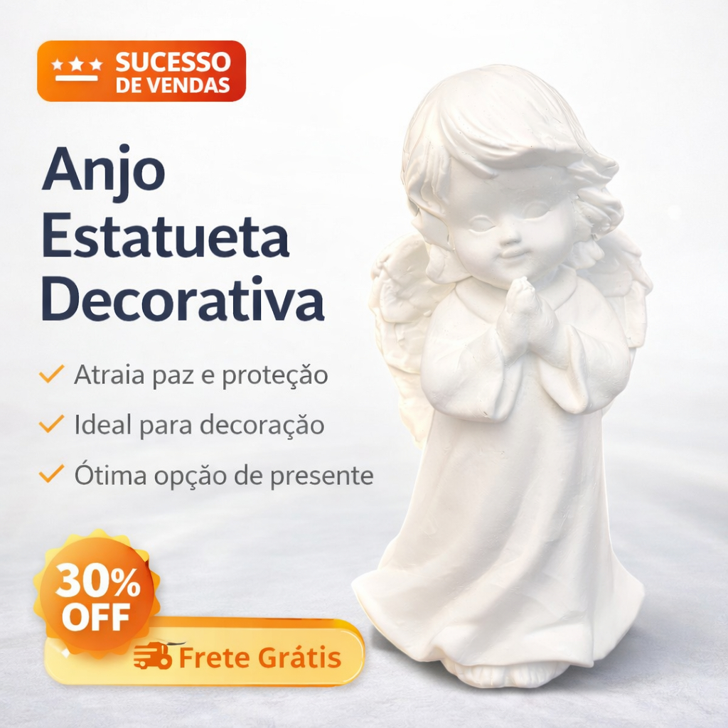 Anjo de Gesso Cru 12cm para Pintura Artesanato lembrancinha batizado Primeira Eucaristia Maternidade