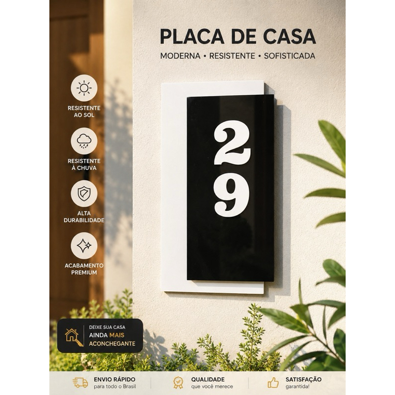 Placa Número residencial em ACM personalizada | Casa | Apartamento | Empresa | Placa de endereço