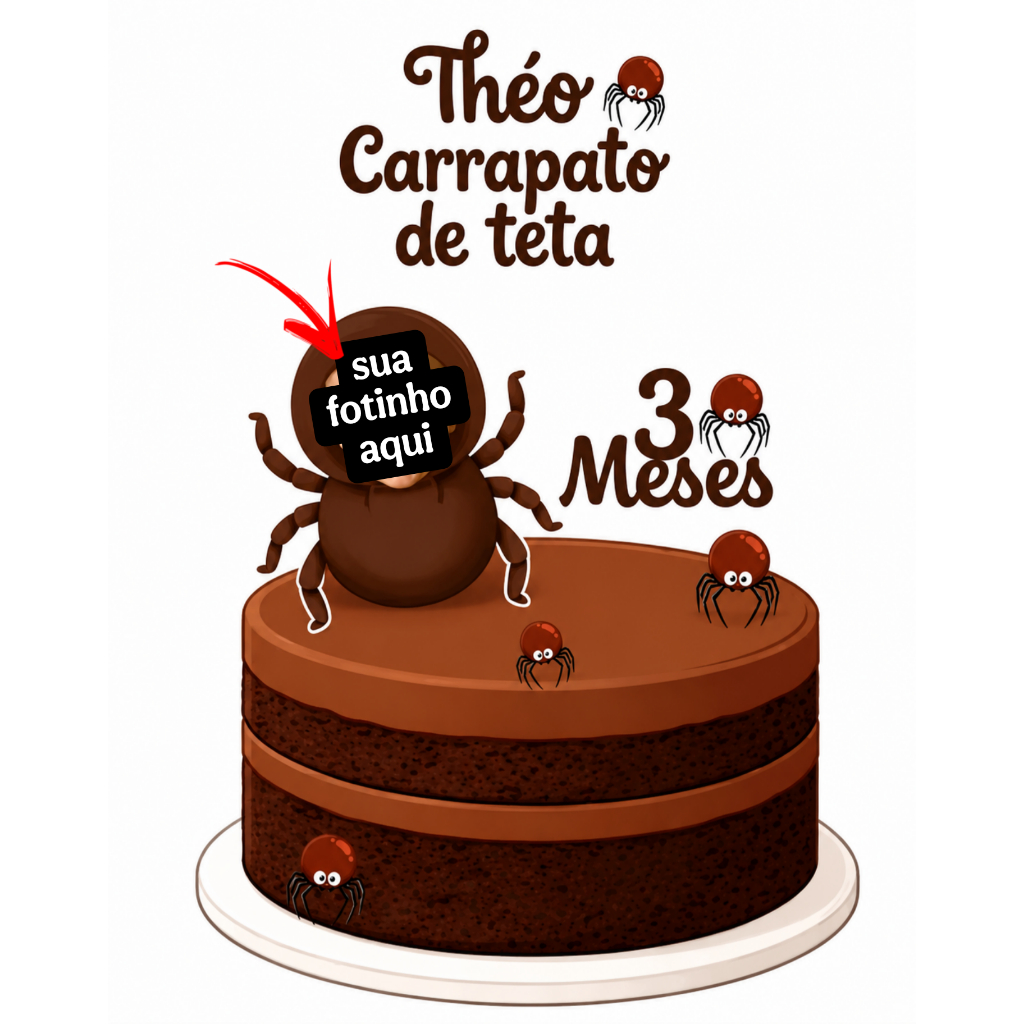 Topo de bolo mêsversário carrapato - topper personalizado