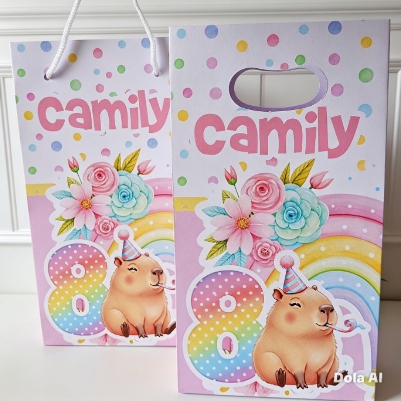 SACOLINHA PERSONALIZADA CAPIVARA CUTE - PEGUE E MONTE, MIMO PARA FESTA, LEMBRANCINHA DE ANIVERSÁRIO CAPIVARA CUTE