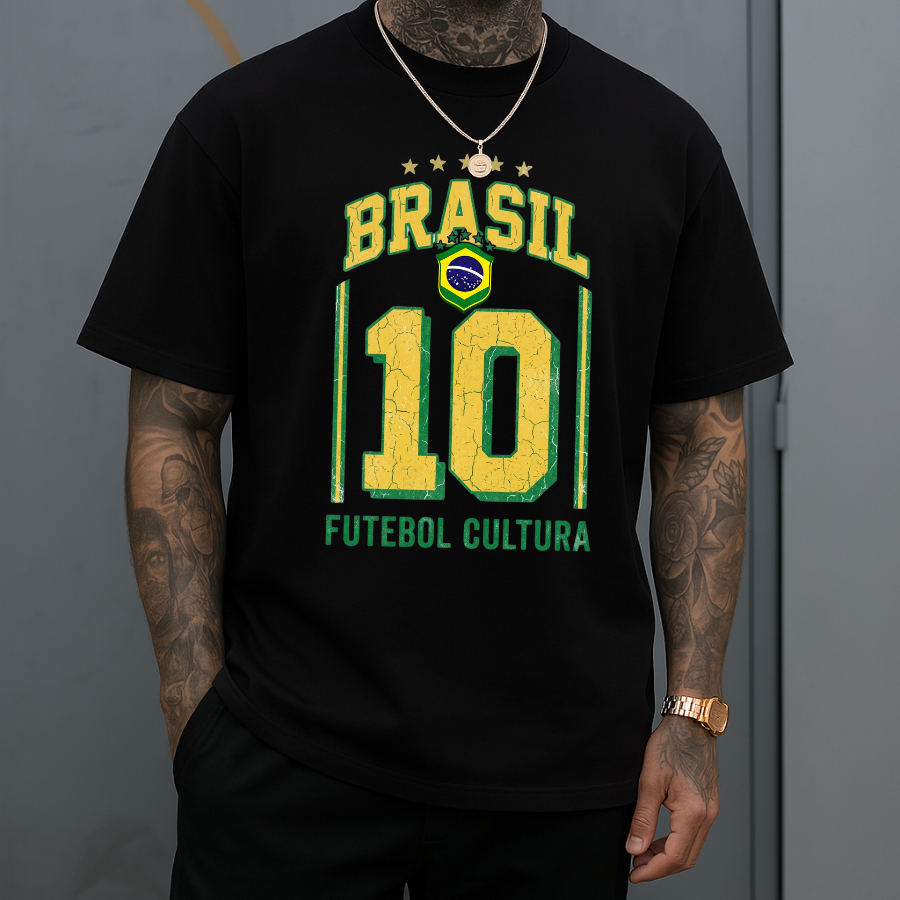 Camiseta Estampada Minimalista Streetwear "Seleção Brasileira" 100% Algodão Camisa Premium