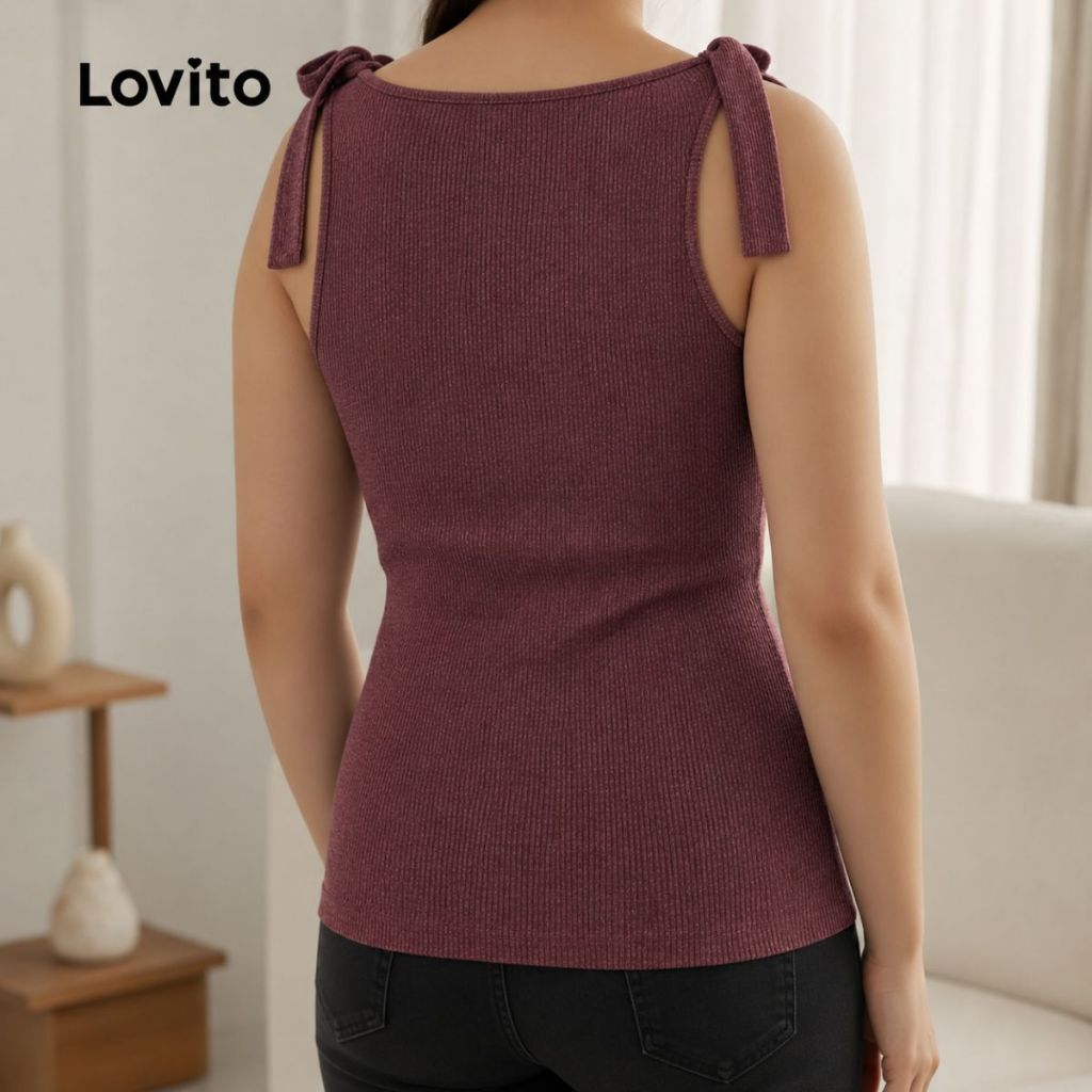 Lovito Regata Plus Size com Laço nos Ombros TKB1036BRL1066