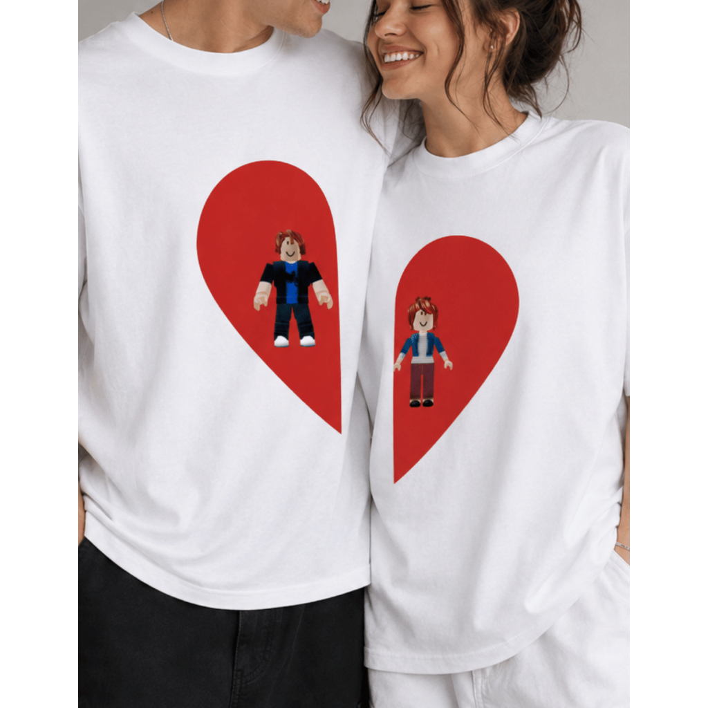 Kit Roblox 2 Camisetas Bacon Girl E Bacon Boy Dia Dos Namorados Casal Gamer Metadinha Coração