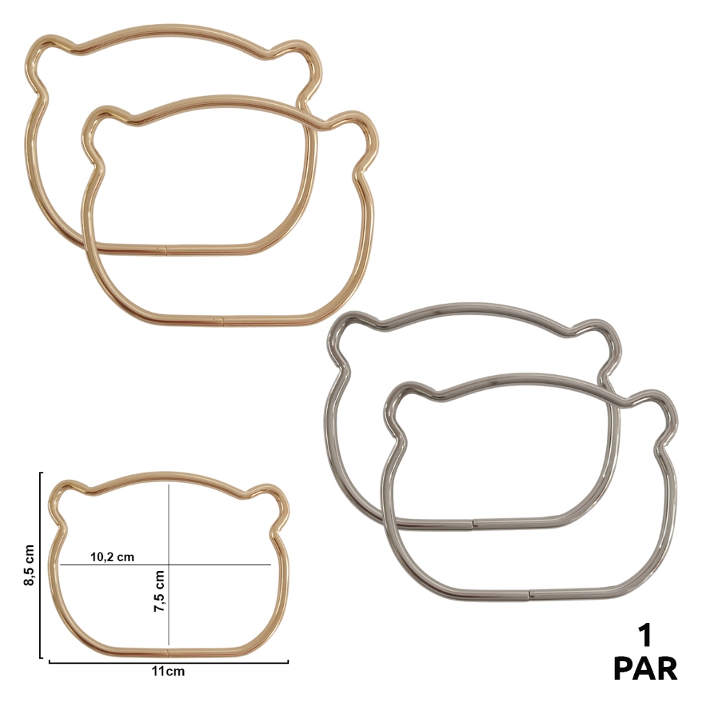 Alça de Metal Gatinha para Bolsa – 11x8,5cm DVP89-0070-36 - 1 par