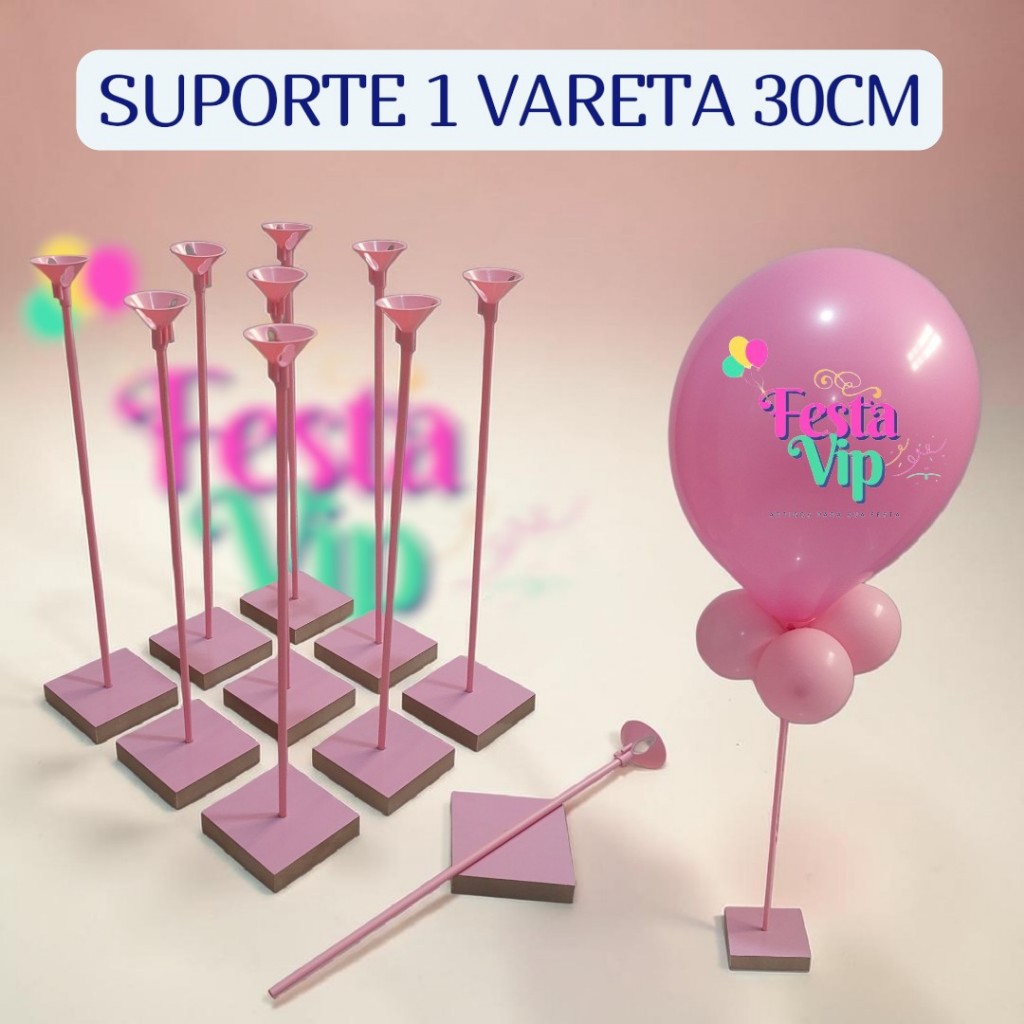 Suporte para baloes, rosa, menina, 30 cm 1 vareta, decoração de mesa, bexiga, metalizado, para festa