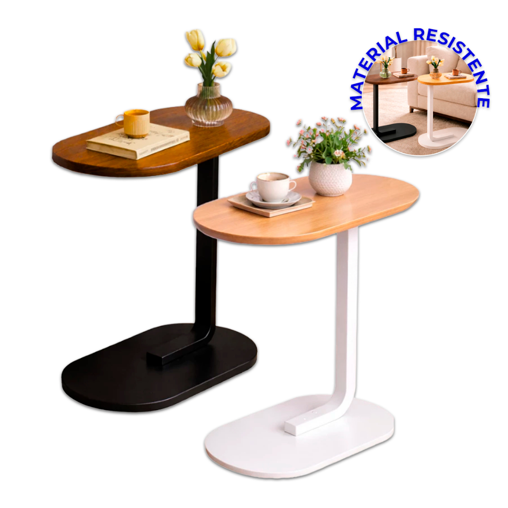 Mesa De Apoio Lateral Para Sofá Cama Notebook Portatil - Base de Ferro e MDF
