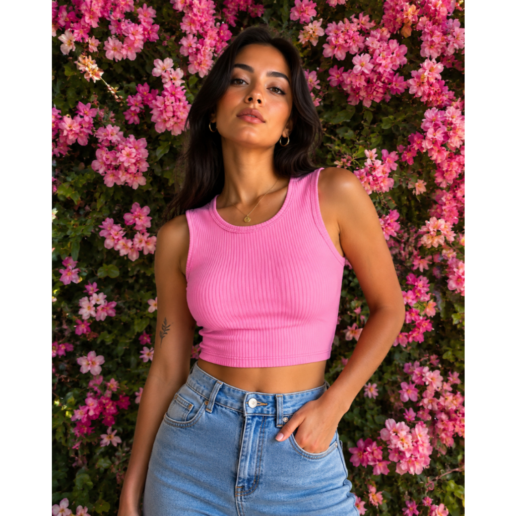 Cropped Feminino Canelado Top Moda Blogueira