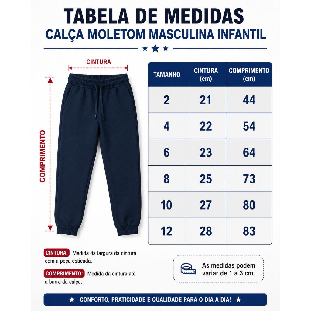 Kit 3 Calça Moletom Escolar Peluciada Menino Inverno Infantil Juvenil 2 ao 12 anos — imagem 2 de 2
