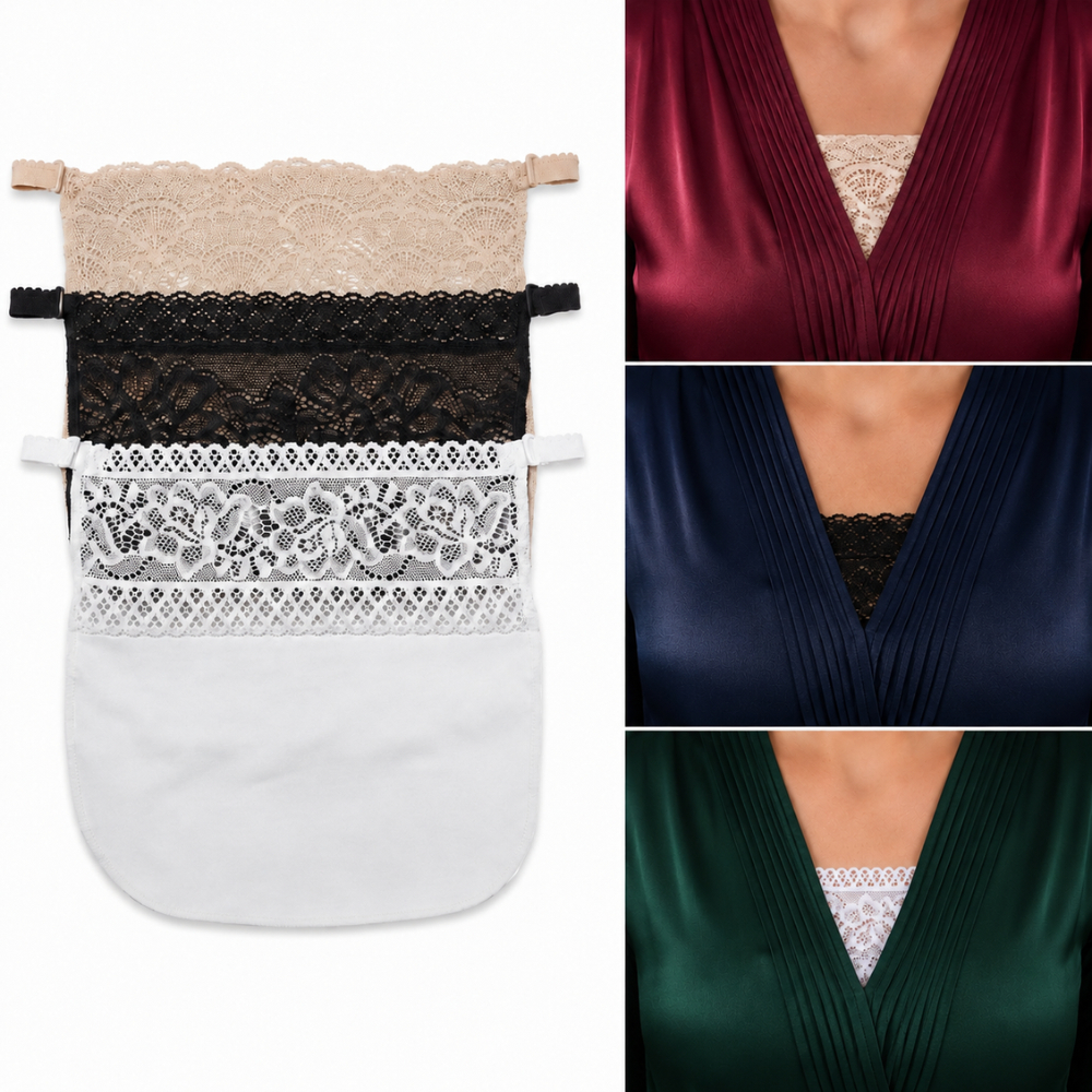 Kit 3 Tapa Decote Para Roupas E Sutiãs Com Renda Feminino Moda Evangélica Disfarça Decote Cobre Colo