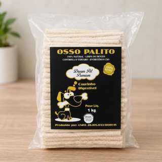 Osso Palito Natural 1kg 6/5 para Cachorro Petisco Dental Mordedor Courinho Digestível Pet