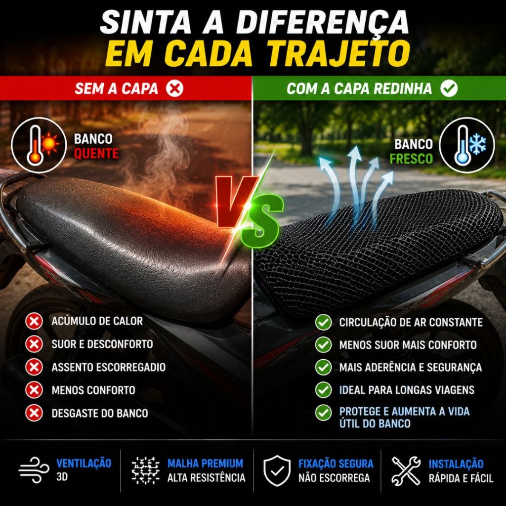 Capa Termica Banco Moto Tela Rede Pcx Scooter Adv Neo Biz Cg — imagem 2 de 2