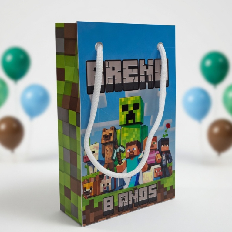 Sacolinha Minecraft  / Sacola Personalizada / Lembrancinha personalizada / Aniversário