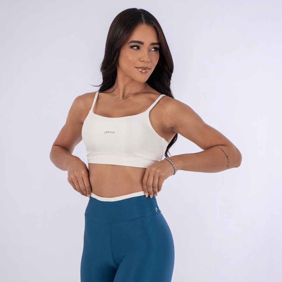 Conjunto Fitness de Academia Feminino Premium Top e Legging Micro Canelado em Poliamida Zero Transparência Não Marca