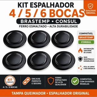 Jogo Espalhador Fogão Brastemp Consul 4 5 6 Bocas Erva Doce Alecrim Ferro Esmaltado Tampa Queimador Garantia Envio Hoje