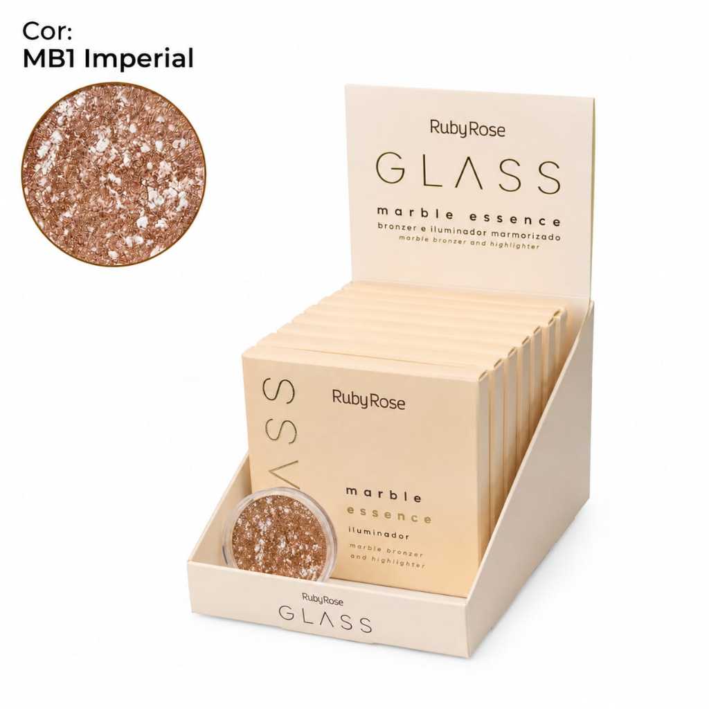 Bronzer e Iluminador Facial Marmorizado Marble Essence Glass by Ruby Rose HB-F1605-1