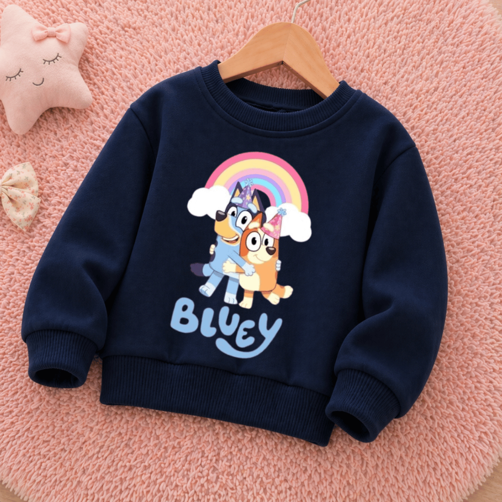 Moletom Infantil Bluey Bingo desenho moletom flanelado sem capuz 2 ao 12