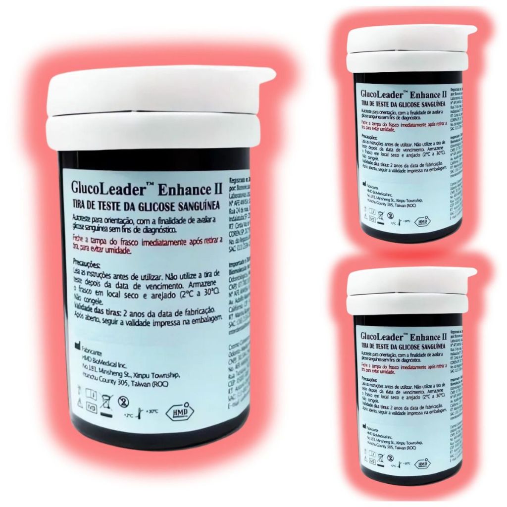 150 Tiras Glicemia Glucoleader Enhance Fitas Glicose Diabete