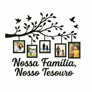 Quadro Porta Retrato Parede Decorativo Mdf 40x70 Árvore Molduras Foto Família Decoração S…