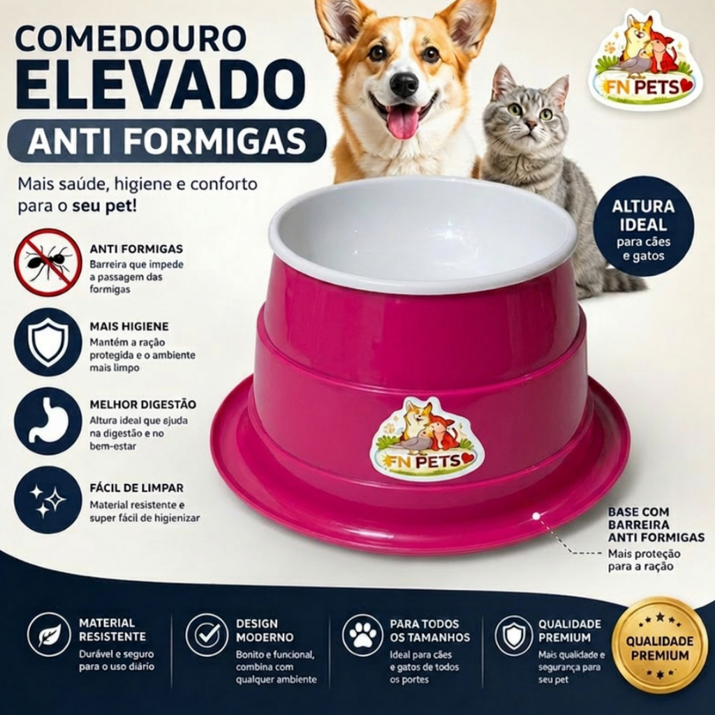 Comedouro bebedouro pet Elevado Anti Formiga Para Cachorro e Gato pequeno e medio Resistente premium