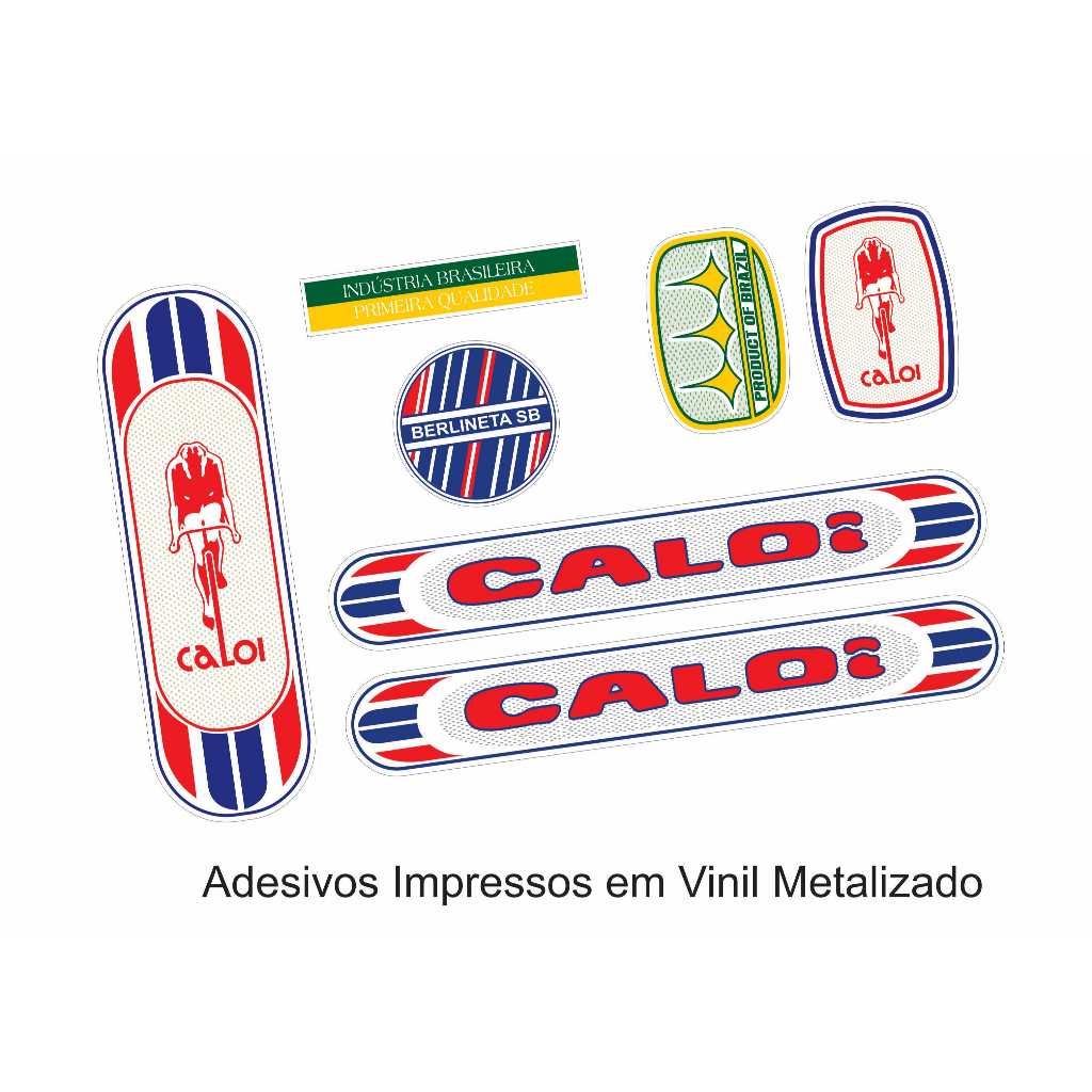 Kit Adesivos Bicicleta Caloi Berlineta SB 1974 Metalizado