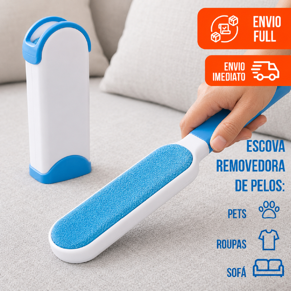 Escova Removedora de Pelos Pet – Tira Pelos de Roupa e Sofá – Reutilizável – Pronta Entrega