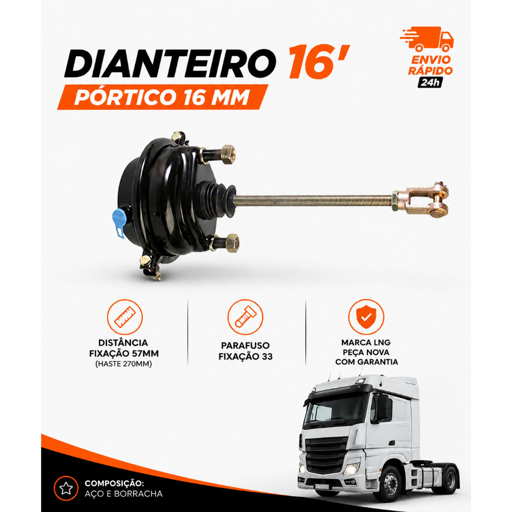 Cuica Freio Dianteira Haste Longa Mercedes Pórtico 16MM