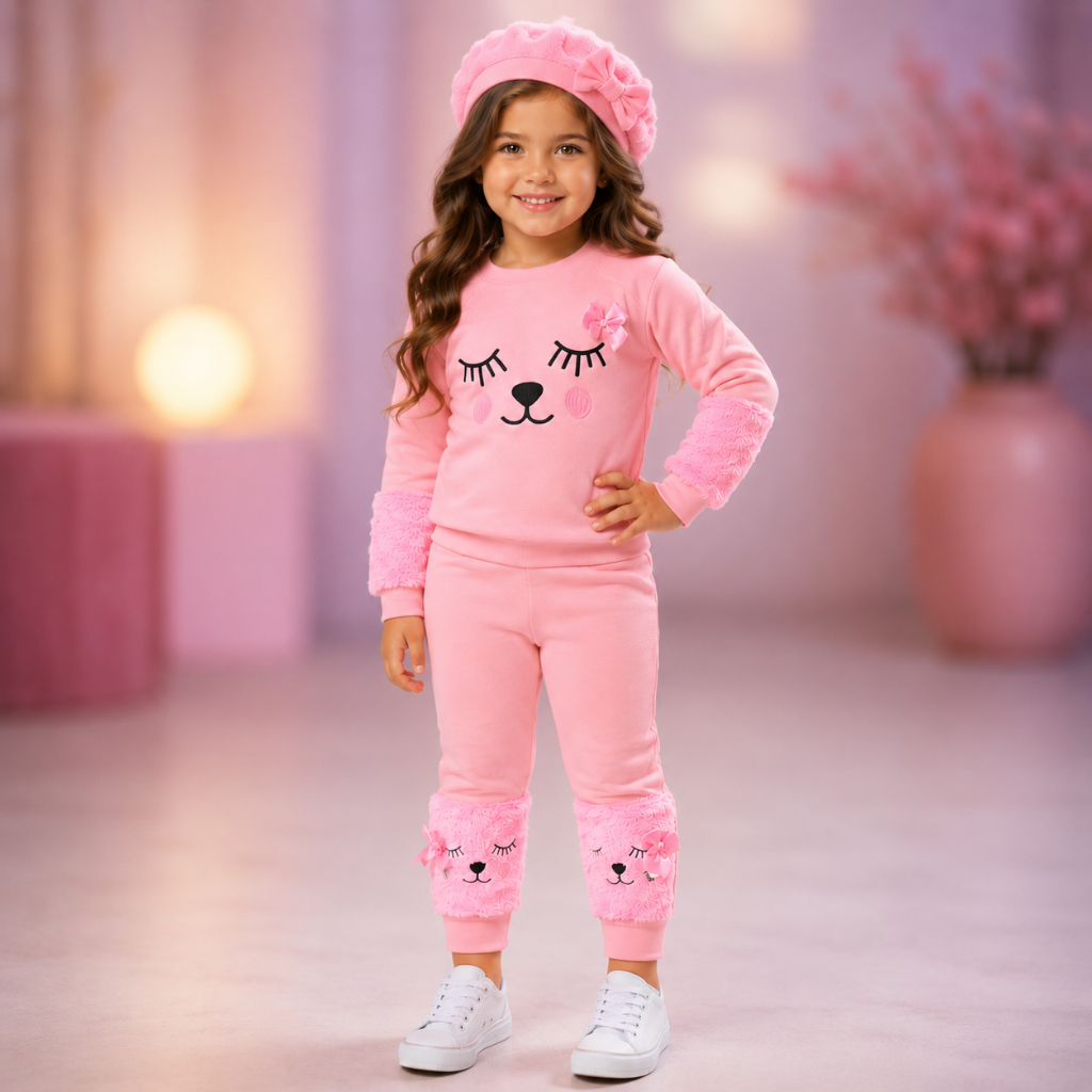 Conjunto Moletom Flanelado Menina Blogueirinha Roupa De Frio Presente Inverno Mini Diva Fashion