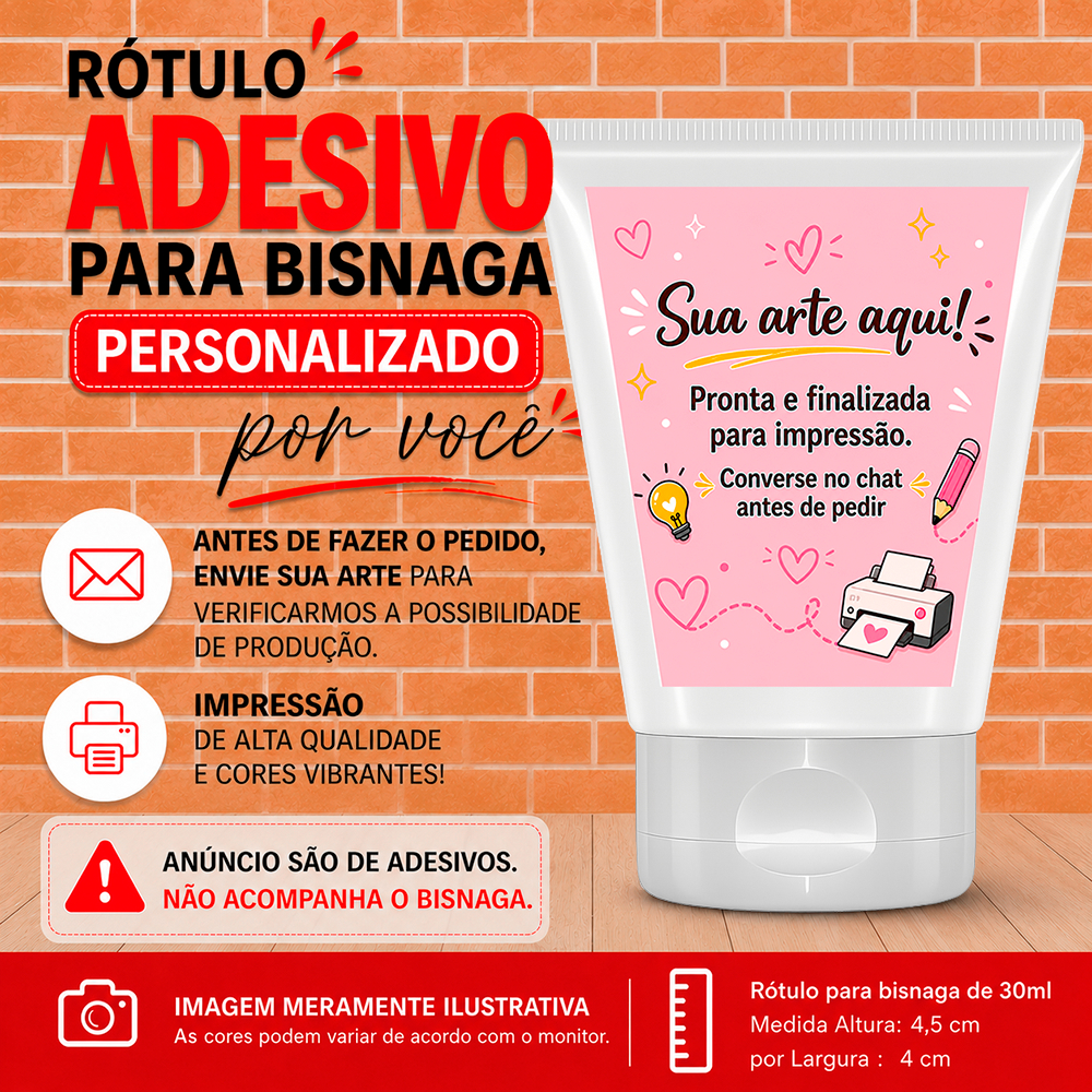 Rótulos Adesivos Personalizada feito por você para Bisnaga 30ml