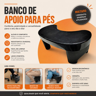 Suporte Apoio Para Pes Escritorio E Banheiro Banquinho Multiuso Ergonomico Desmontavel