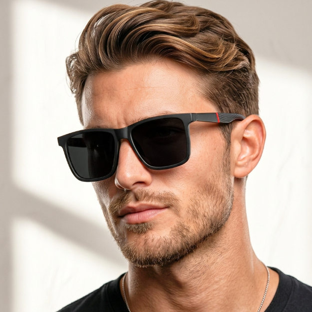 Imagem Óculos de Sol Quadrado Dark Premium Polarizado Moderno Vintage Luxo Mais Vendido uv400 Masculino