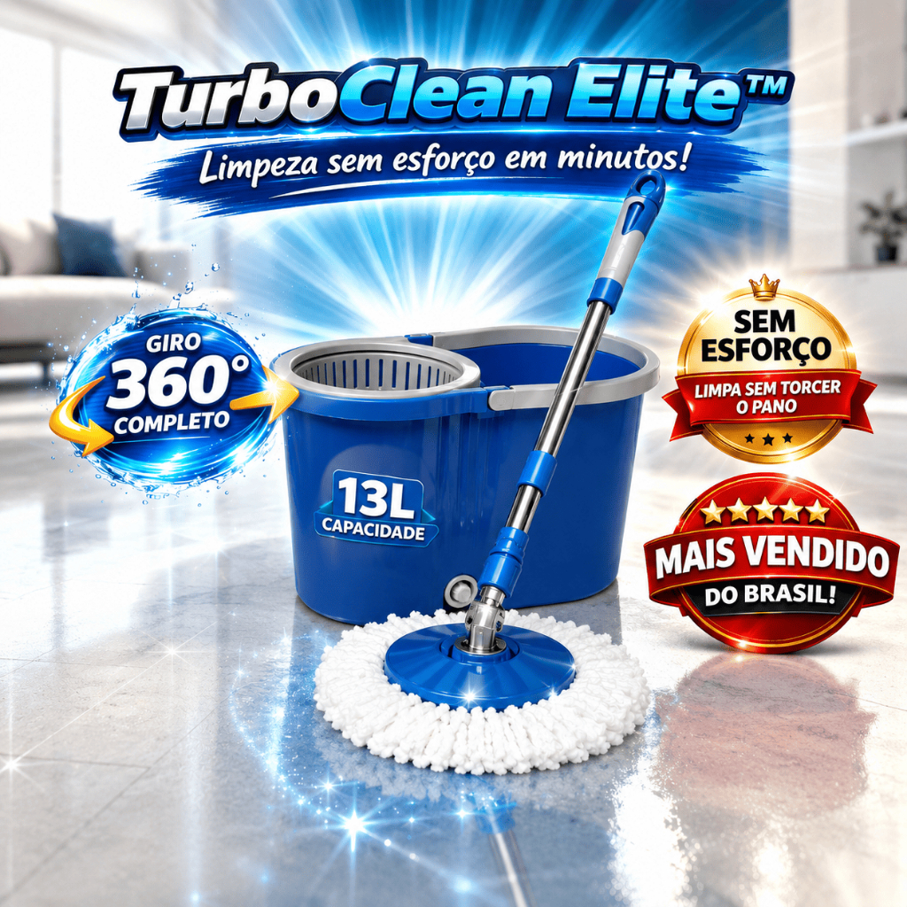 Mop Giratório Balde Esfregão Microfibra 13 L Limpeza Fácil Prático Eficiente TurboClean Elite