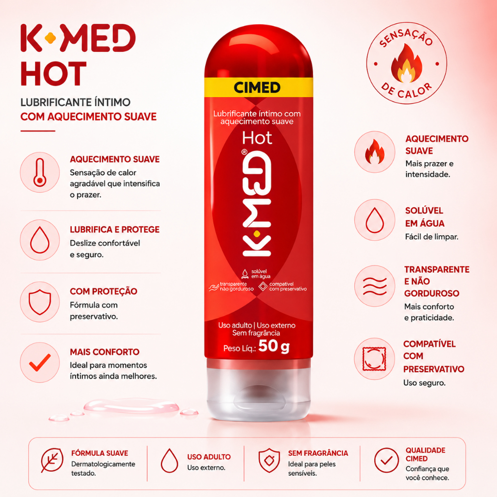 Kmed Gel lubrificante Íntimo Hot Fire Sensação de Aquecimento 50g