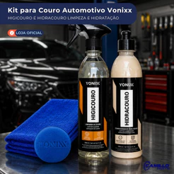 Kit Limpeza Hidratação Couro Vonixx Completo Flanela Aplicador Banco Carro Automotiva