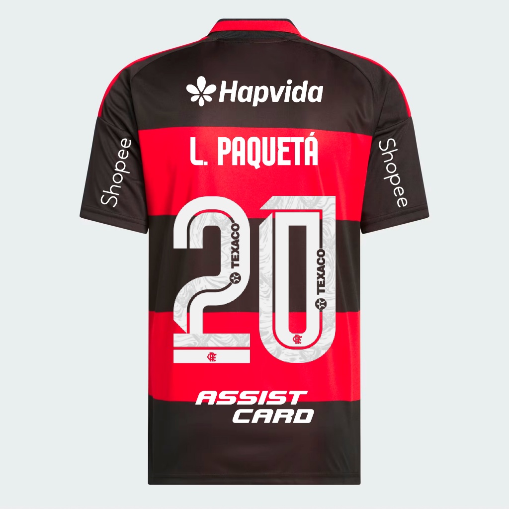 Manto Flamengo Masculina Jogo 1 Adidas 2026 - C/ Kit Patrocínio - L. Paquetá 20