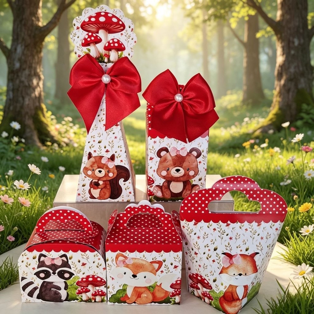 Kit Personalizados BOSQUE ENCANTADO ANIMAIS FLORESTA Pegue e Monte Caixinhas Festa Infantil Lembrancinhas Aniversário