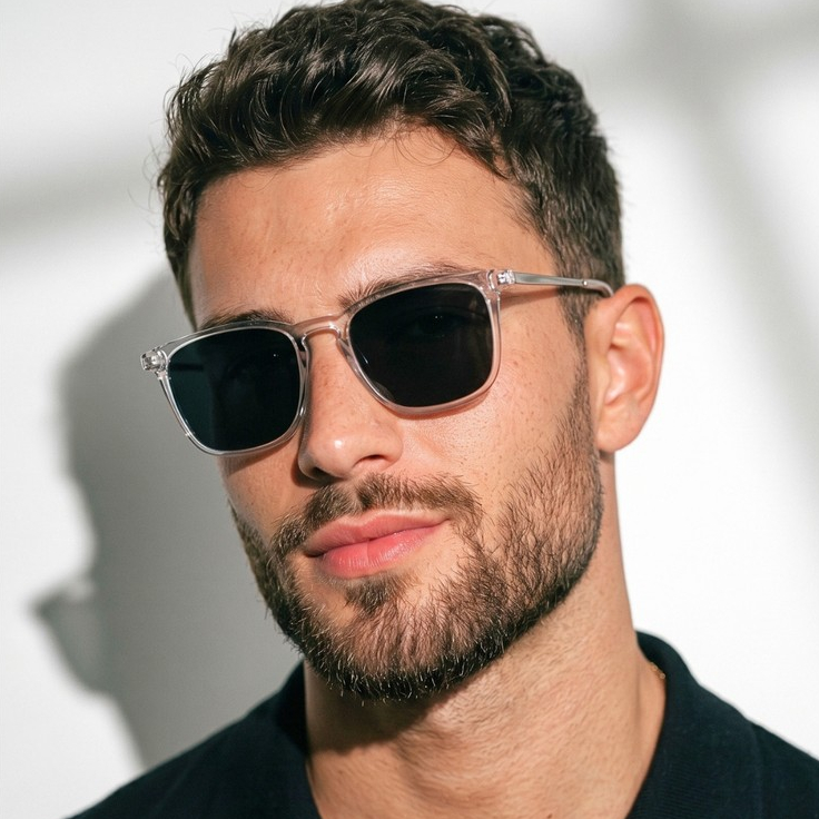 Óculos de Sol Madrid Cristal Transparente e Preto Quadrado Premium Verão uv400 Feminino Masculino