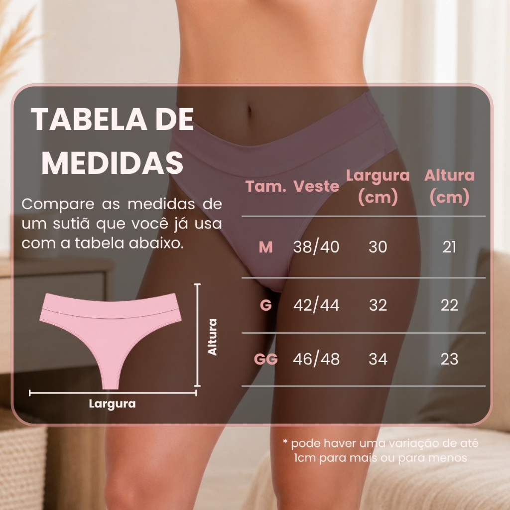 Detalhes do 5 Calcinhas Feminina Fio Dental Duplo Cós Alto Empina Bumbum