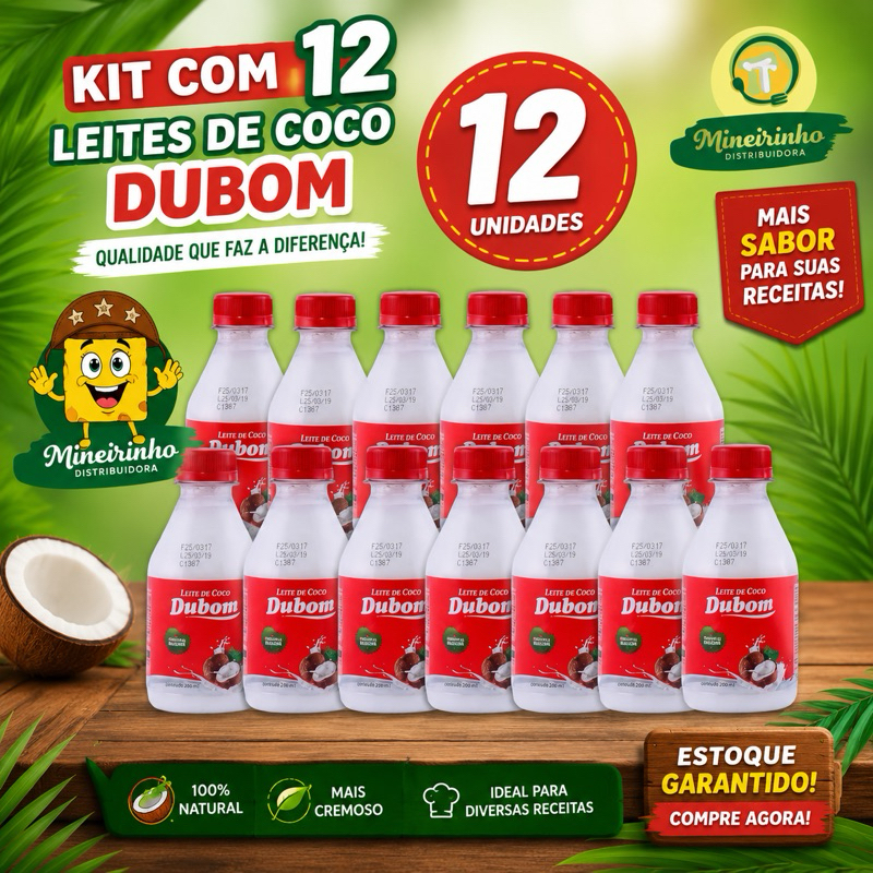 Leite de Coco Dubom 200 ml Original - 12 e 24 und