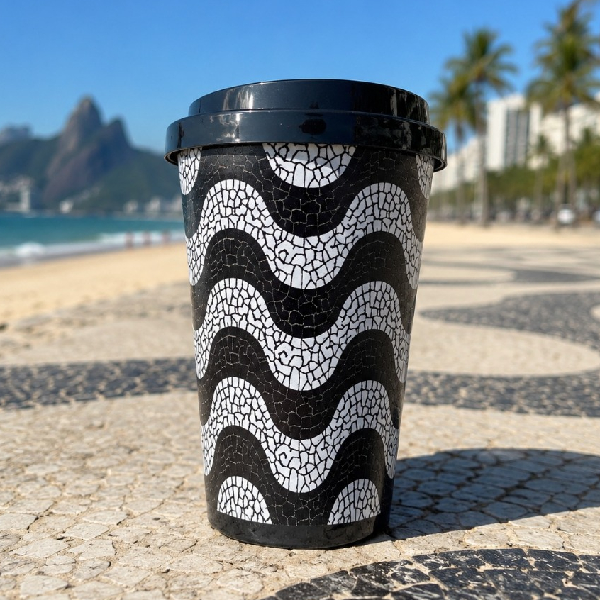 Kit Copos 500ml Preto Personalizados Tema Copacabana RJ Festa Brinde Evento Balada Viagem