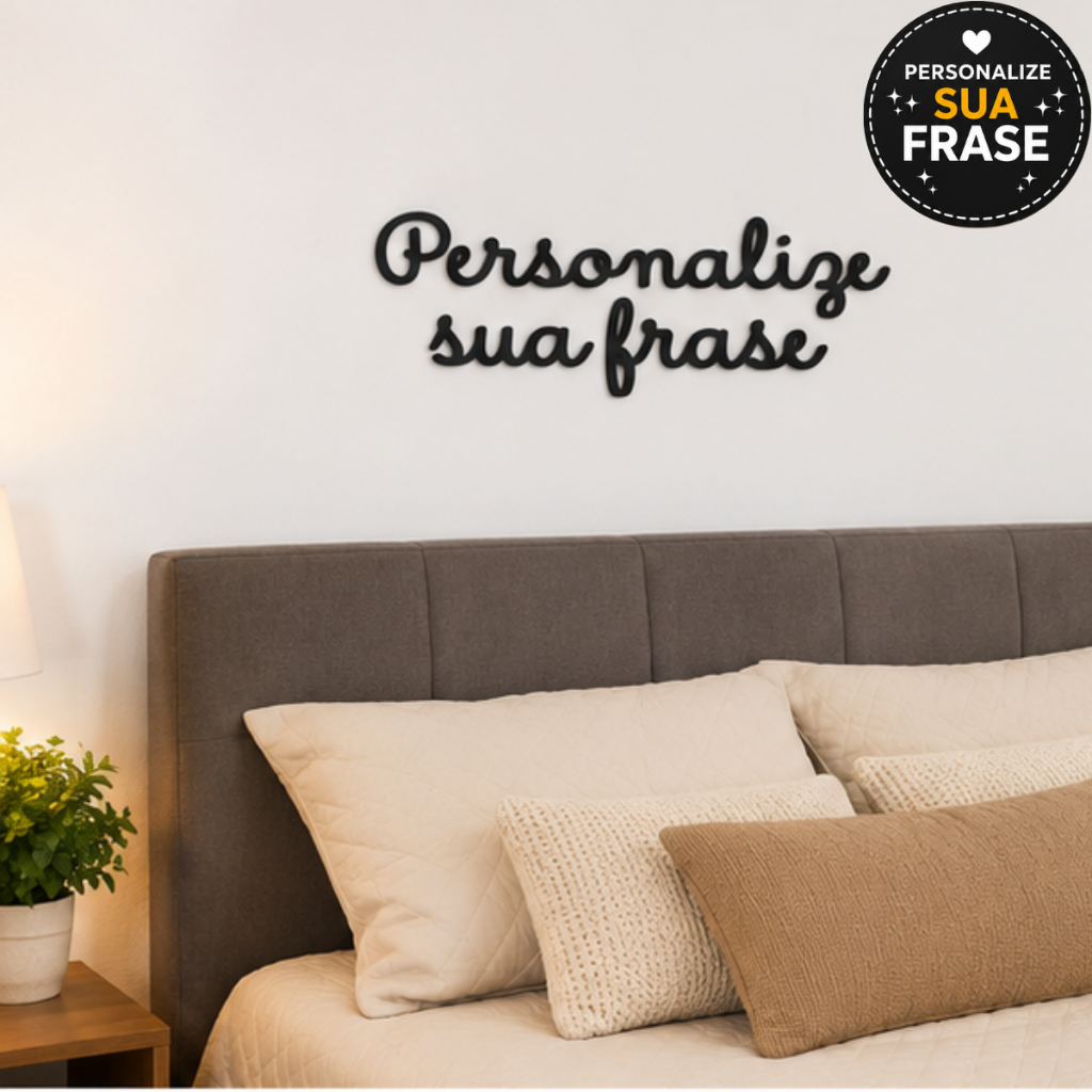 Frase Personalizada em MDF Lettering Kit 9 Palavras + Mini aplique Decorativo