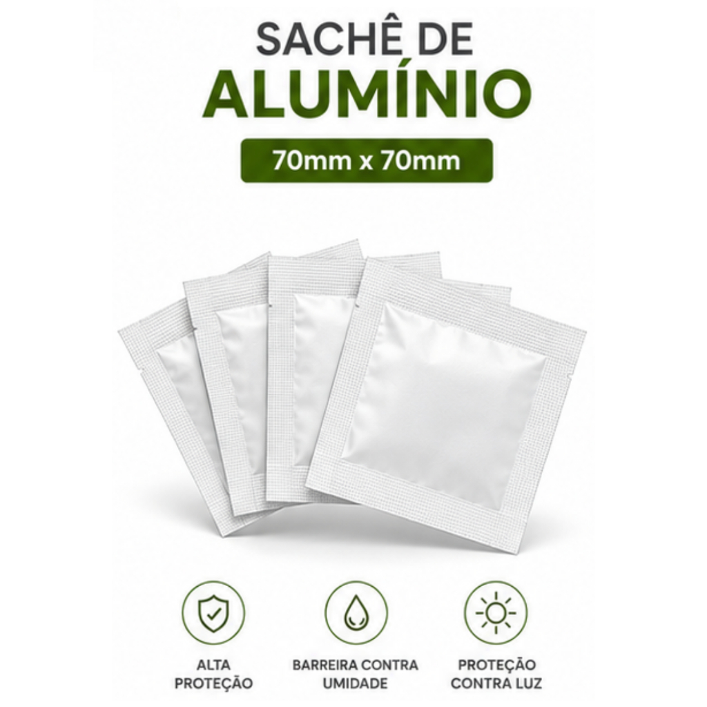 Sachê De Alumínio Para Pós Líquidos Manipulação 70 x 70mm - Pct. 1000un.