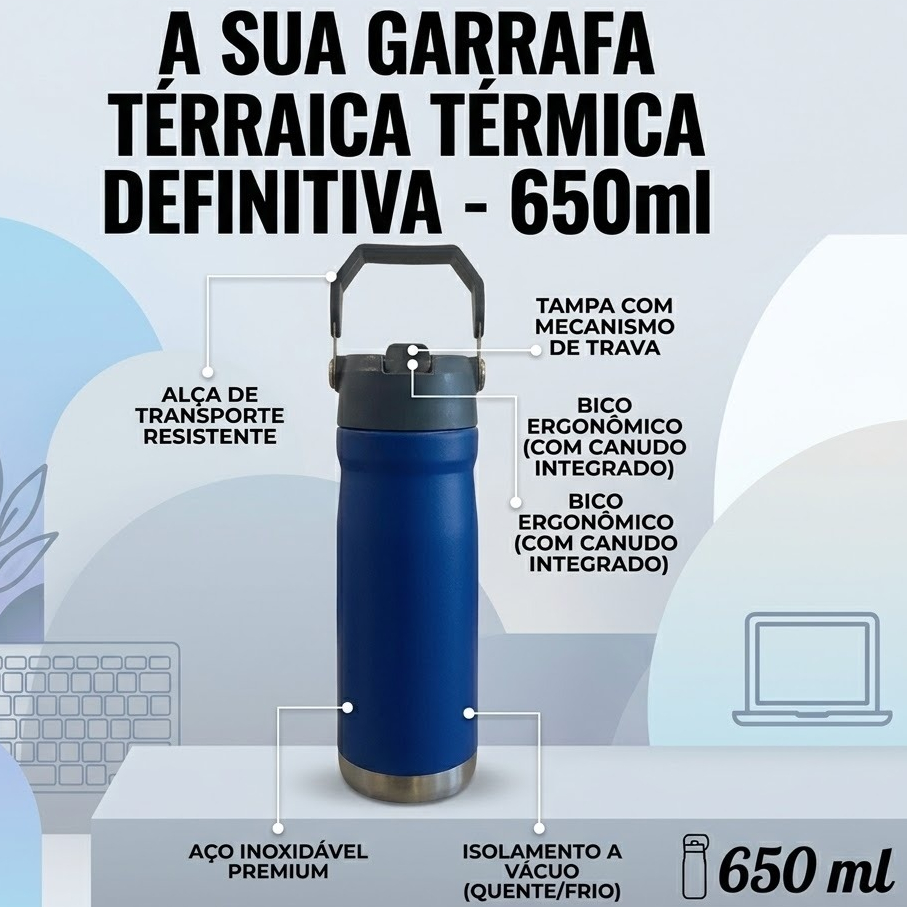 Garrafa Térmica 650ml Personalizada Gravação Laser Academia