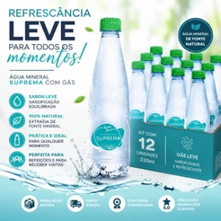 Agua Mineral Pura Com Gás Suprema 330ml Kit 12Un