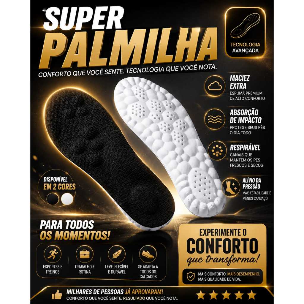 Palmilha Esportiva 4D nuvem Confortável em Látex pu| Antiderrapante, Macia e Absorção de Impacto