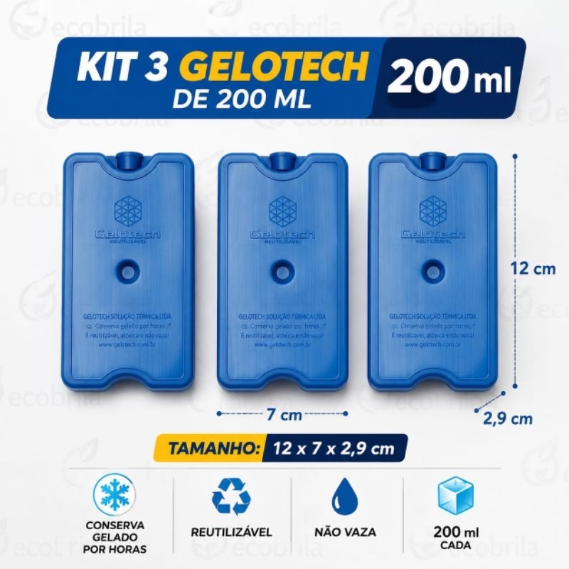 Kit 03 Gelox 200 ml Gelo artificial gelotech para isopor
