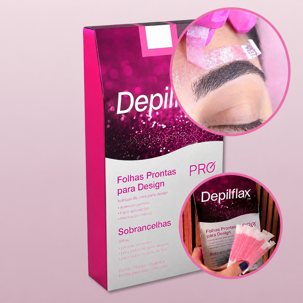 Tiras de Cera para Design de Sobrancelhas - Profissional Depilflax| Depilação Fácil em Casa