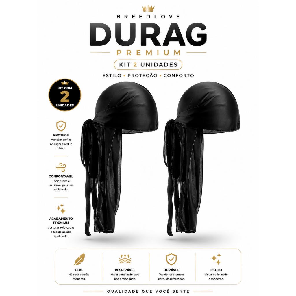 Durag Cetim Acetinado Antifrizz Durag Premium  Waves Masculino Ajustável Proteção Capilar Moda Afro - ENVIO IMEDIATO