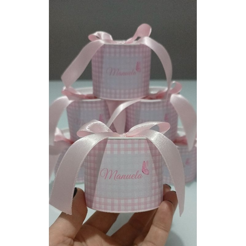 Kit Tubolata Personalizada 5x6 | Lembrancinha Xadrez Rosa, Chá de Bebê e Maternidade | Diversos Temas