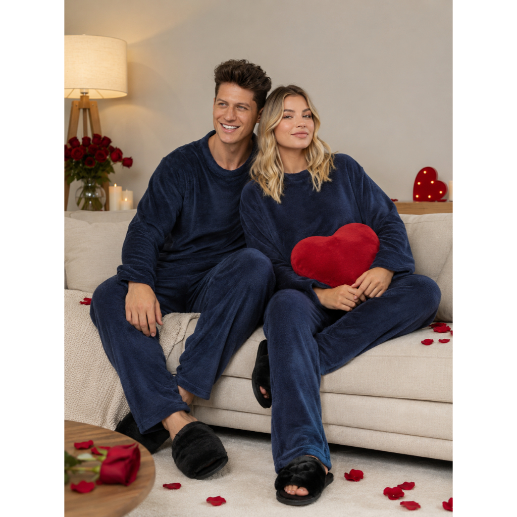 Pijama Unissex Teddy Fleece Ultra Soft Quentinho Inverno Dia dos Namorado